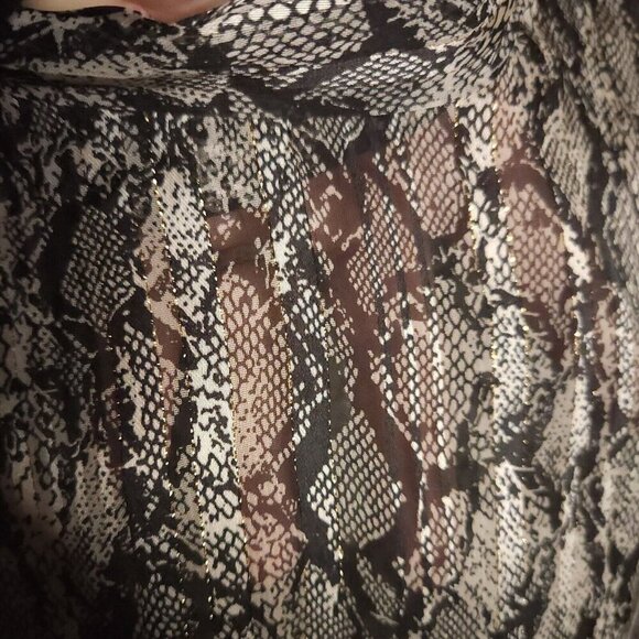 Zara Women's Snake Print Semi Sheer High Neck Blouse Medium - Picture 6 of 10